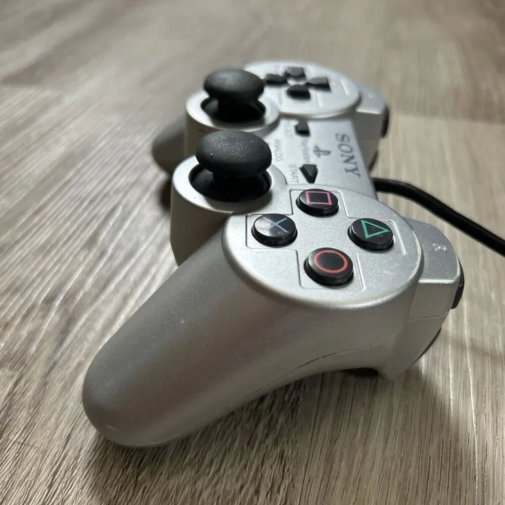 Sony Playstation 2 PS2 Controller OEM Silver Dualshock 2 SCPH-10010 Tested Works